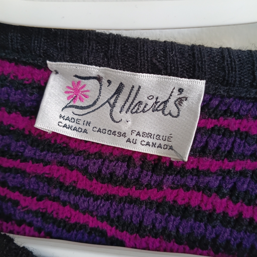 Vintage Purple and Black Women's Cardigan Sweater Grandmacore Cottagecore Medium - Picture 8 of 11